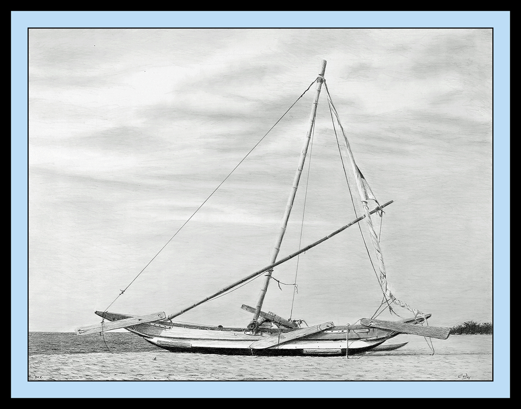 Drawing of a Sri Lankan fishing boat.