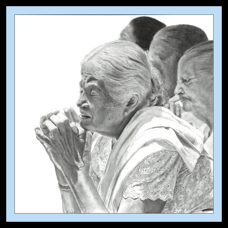 Elderly women praying & worshipping